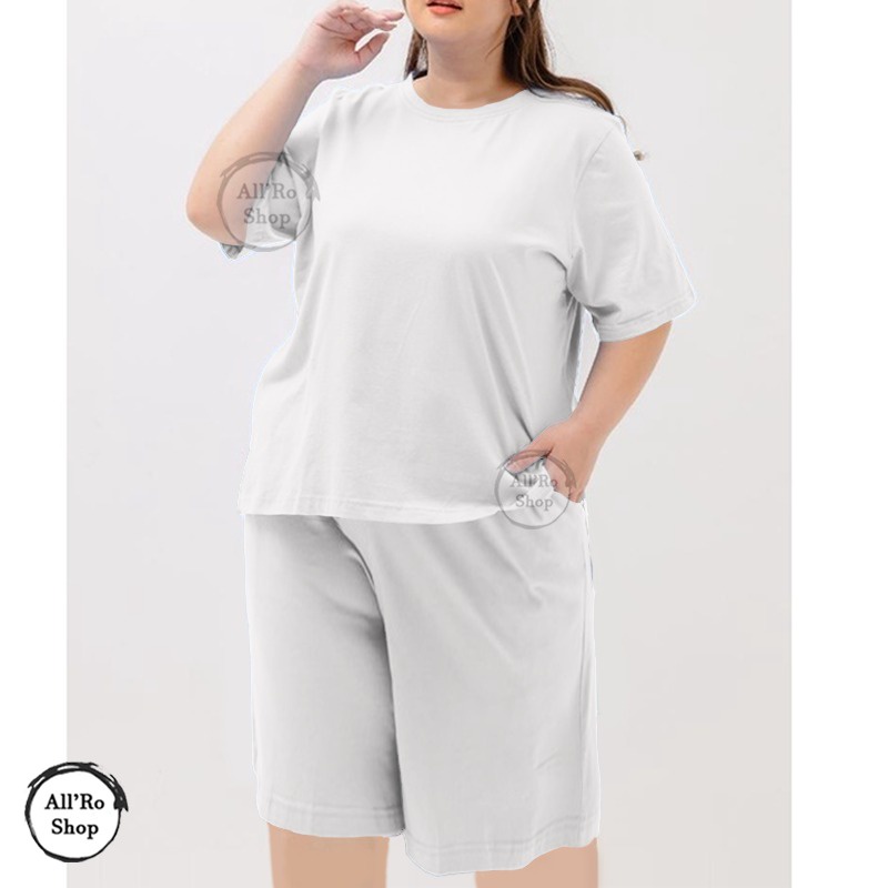 Setelan Jumbo Baju Setelan Casual Santai Wanita Size JUMBO BESAR PLUS SIZE Polos Bahan Kaos Ukuran XXL 3XL  ARS 232