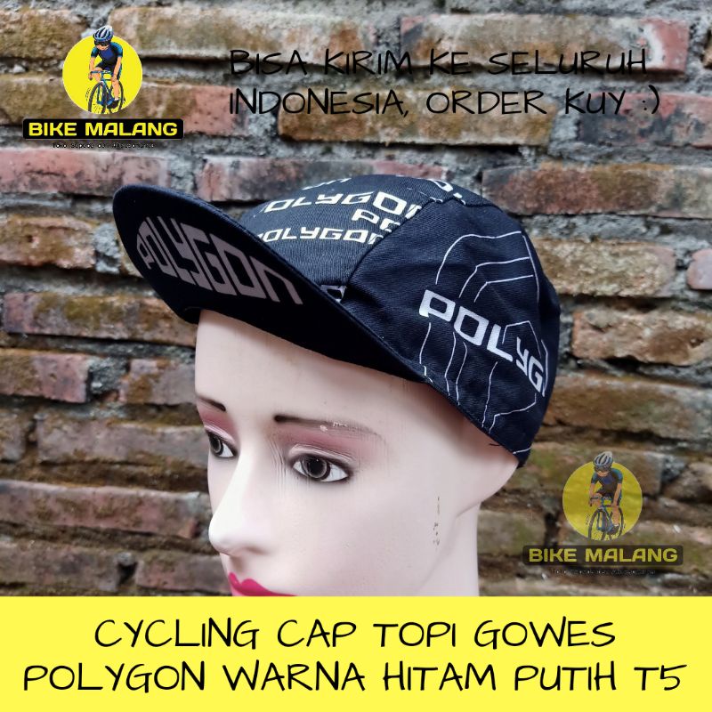 Cycling Cap Topi Sepeda Untuk Gowes Polygon Warna Hitam Putih T5
