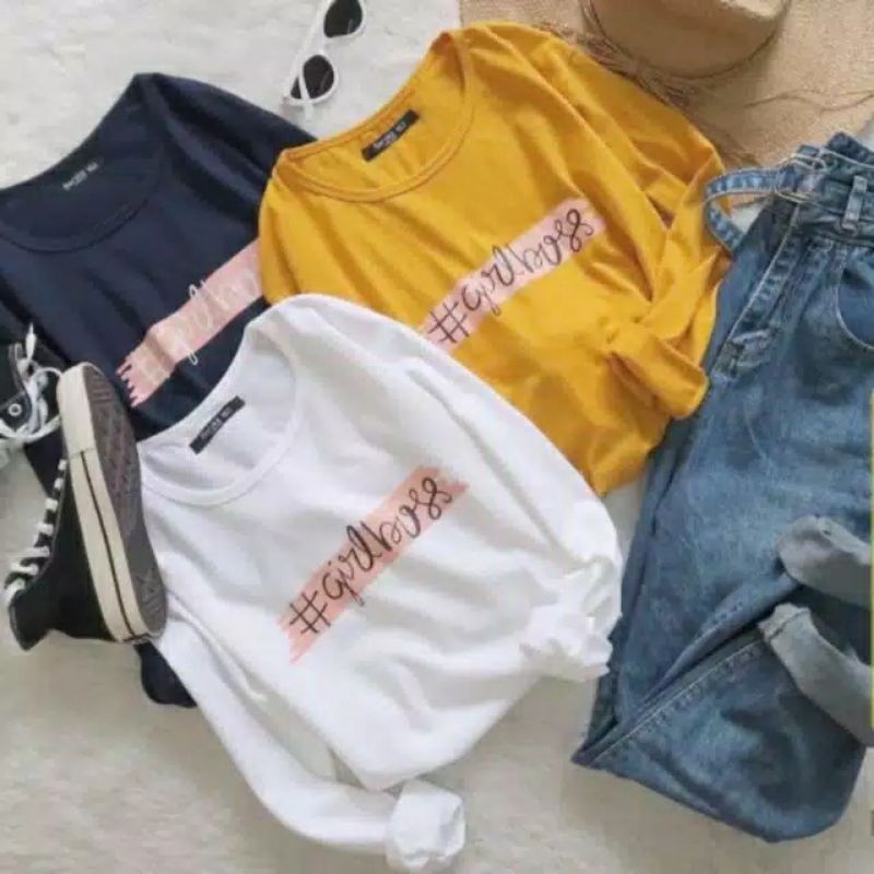 fourfashion TUMBRL TEE LONG SLEEVE GIRL BOSS PJ BAHAN SPANDEX FIT L