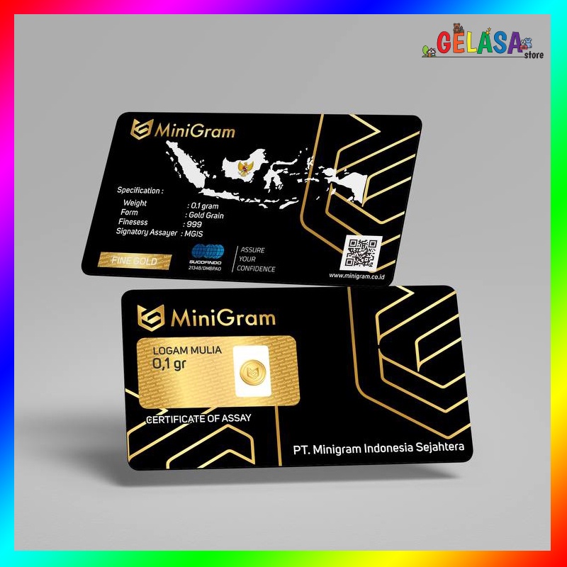 Gelasa Distributor Agen Resmi MINIGRAM Logam Mulia Emas Murni 24k Sertifikat Resmi 0,1 gram