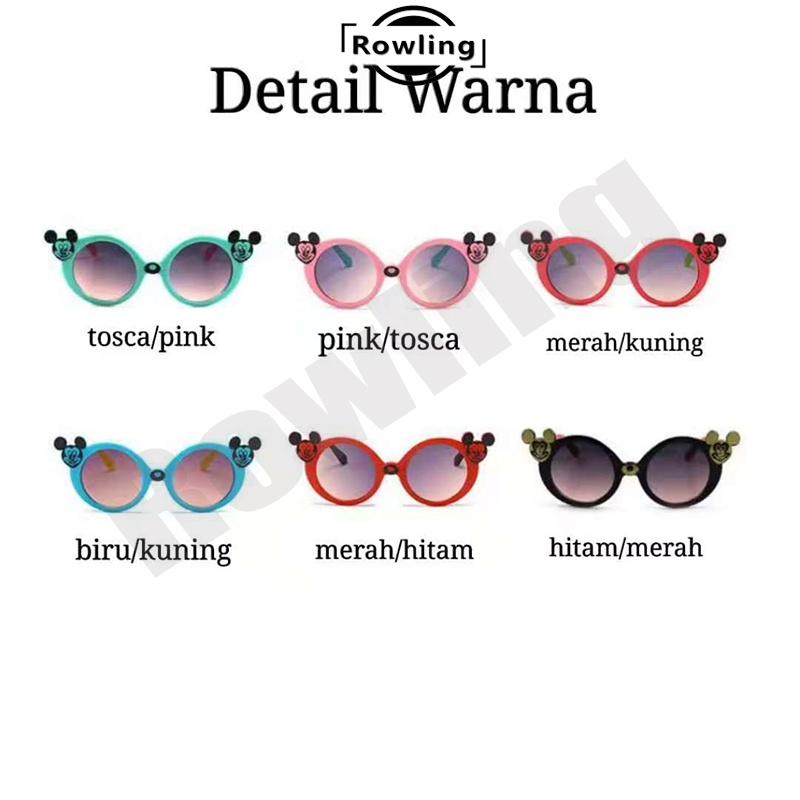 (Rowling)Kacamata Anak NewTrend/Fashion Anak Unisex Terbaru Mickey Mouse High Quality Import-5