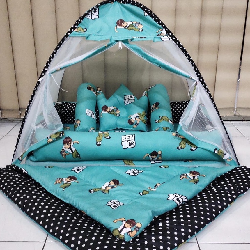 Kasur Kelambu Bayi Baru Set Bantal Guling PREMIUM / Kasur Lipat Kelambu Bayi / Kasur Kelambu