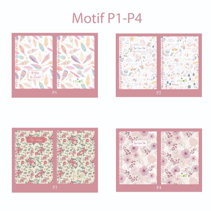 

notebook A5 80 gsm Motif floral pastel buku catatan (P1-12)