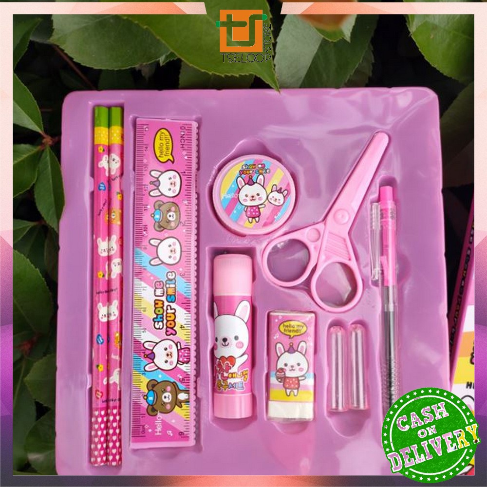 OFM-A26 Alat Tulis Set 8in1 Karakter Stationery Kids / Paket Alat Tulis Anak TK / Set School Supplies for Child Writing Gift Eraser Ruler