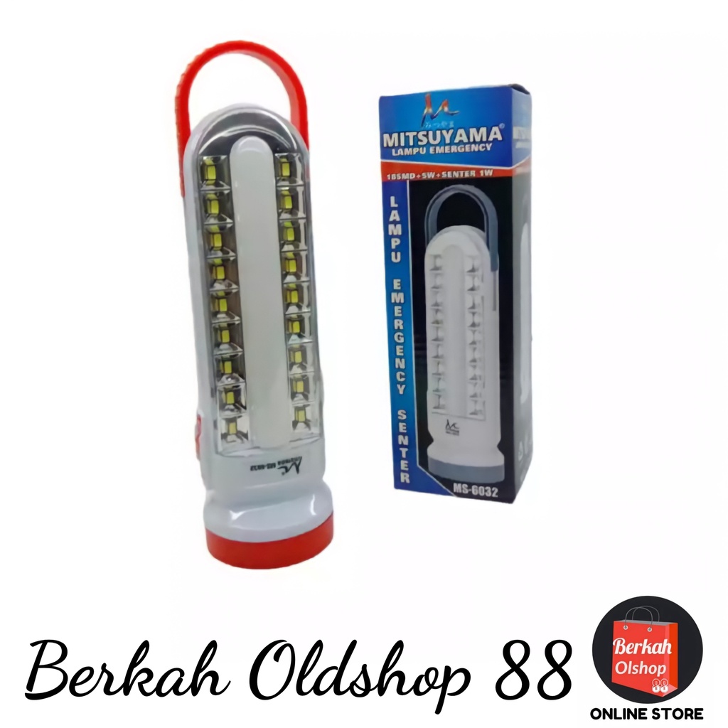 Berkah Oldshop 88 - Lampu Emergency 18 LED + 5Watt + Senter 1Watt Mitsuyama MS-6032