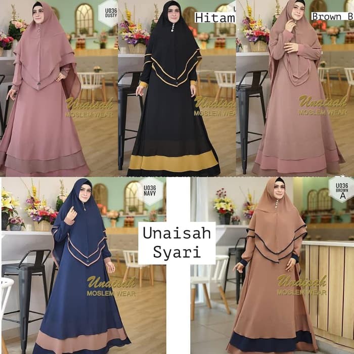 Gamis hitam / Baju umroh / Gamis syari pengajian murah : Unaisah syari