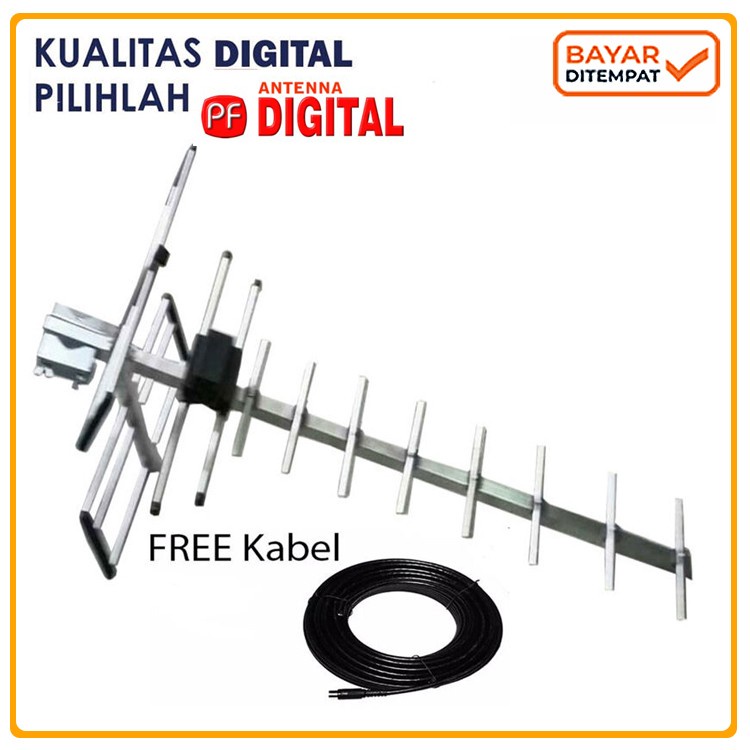 ANTENA DIGITAL UHF PF HD-18 / HD18 / HD18 + KABEL 12M Untuk STB DVBT2-ORIGINAL