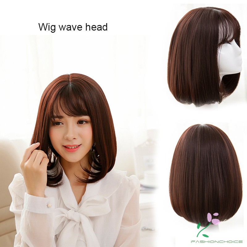 Wig Rambut Palsu Sintetis Pendek Lurus High Waist Untuk Wanita