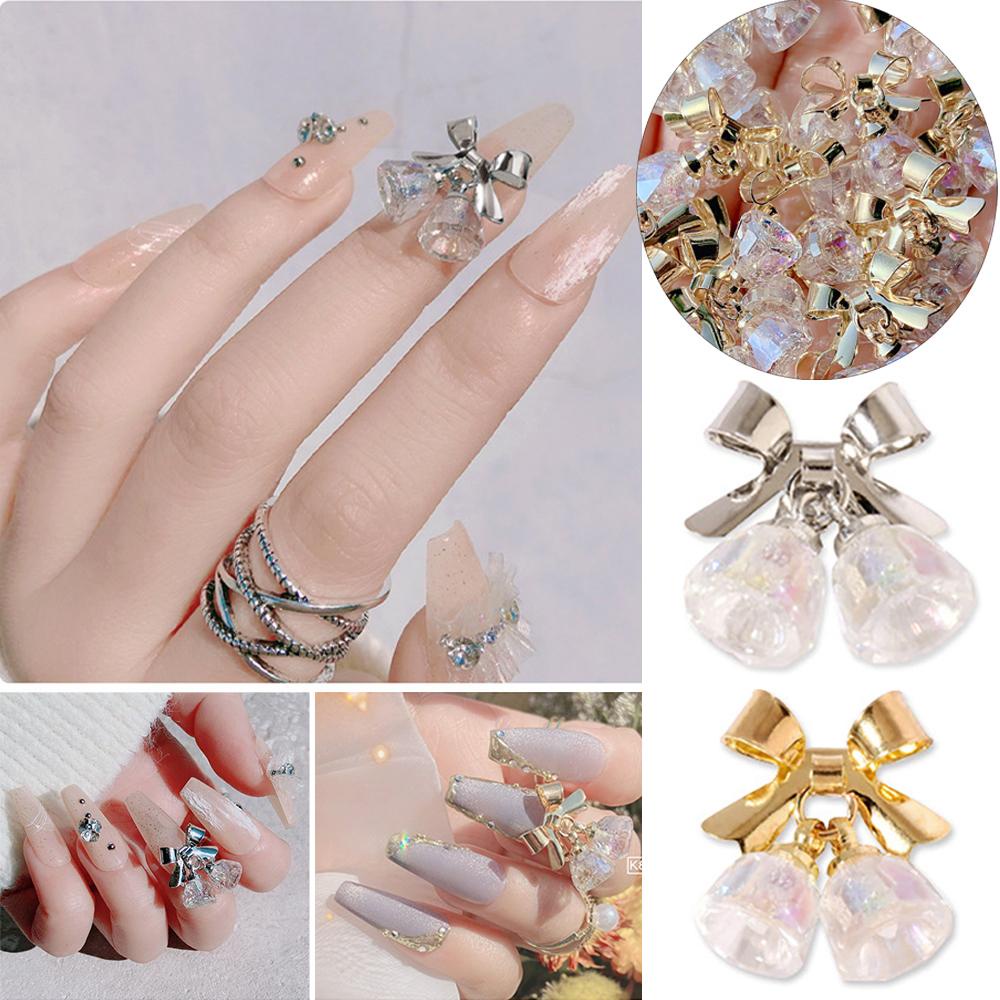 AUGUSTINA Agustina Tahun Baru Nail Art Charms Halus Kristal Bell Liontin Manicure Drills Shiny Nail Chains Jewelry