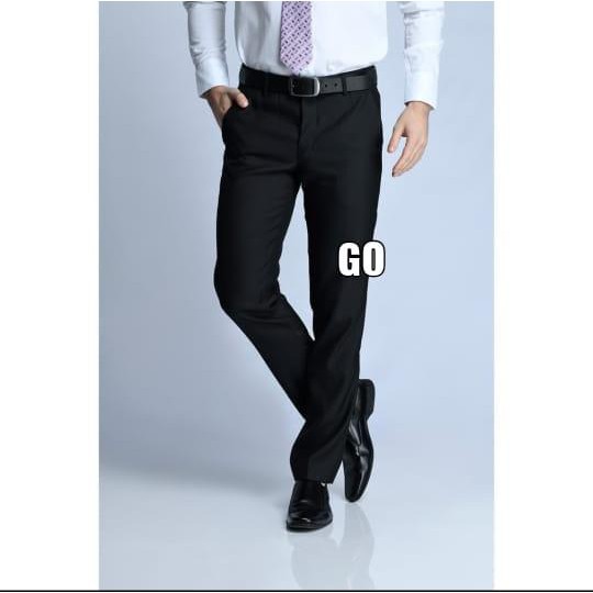 gos CARDINAL FORMAL SLIMFIT Celana Panjang Hitam Pria Sopan Formal Teflon Streacth Motif Super Black