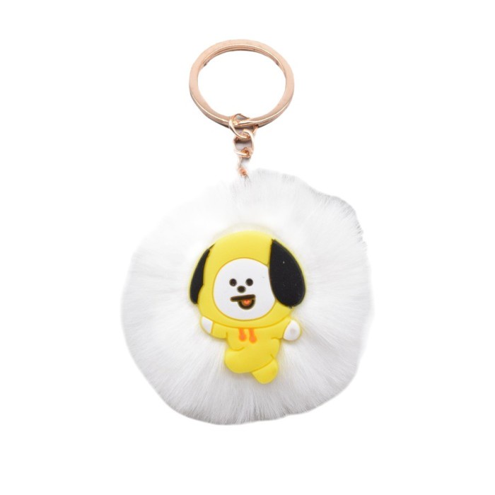 PROMO Fynshop  AH14 Gantungan Kunci Tas BT21 / Keychain Bola Bulu Pom Pom - Chimmy