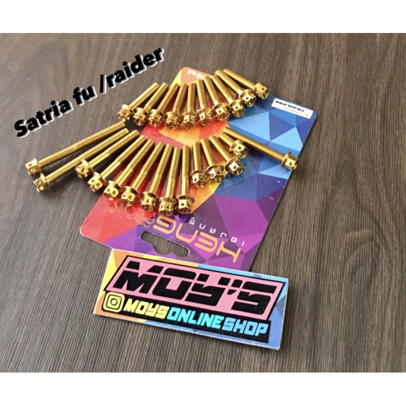 BAUT PROBOLT SET BLOK MESIN SATRIA FU FLOWER GOLD ISI 24 PCS ORIGINAL HENG THAILAND