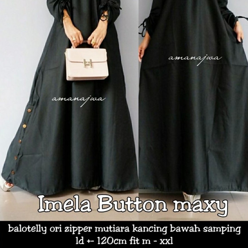 BAJU GAMIS BALOTELI LD 120 FIT M TO XL - IMELA BUTTON MAXY - GOLD PINK MARON SILVER BLACK TOSCA ADA!