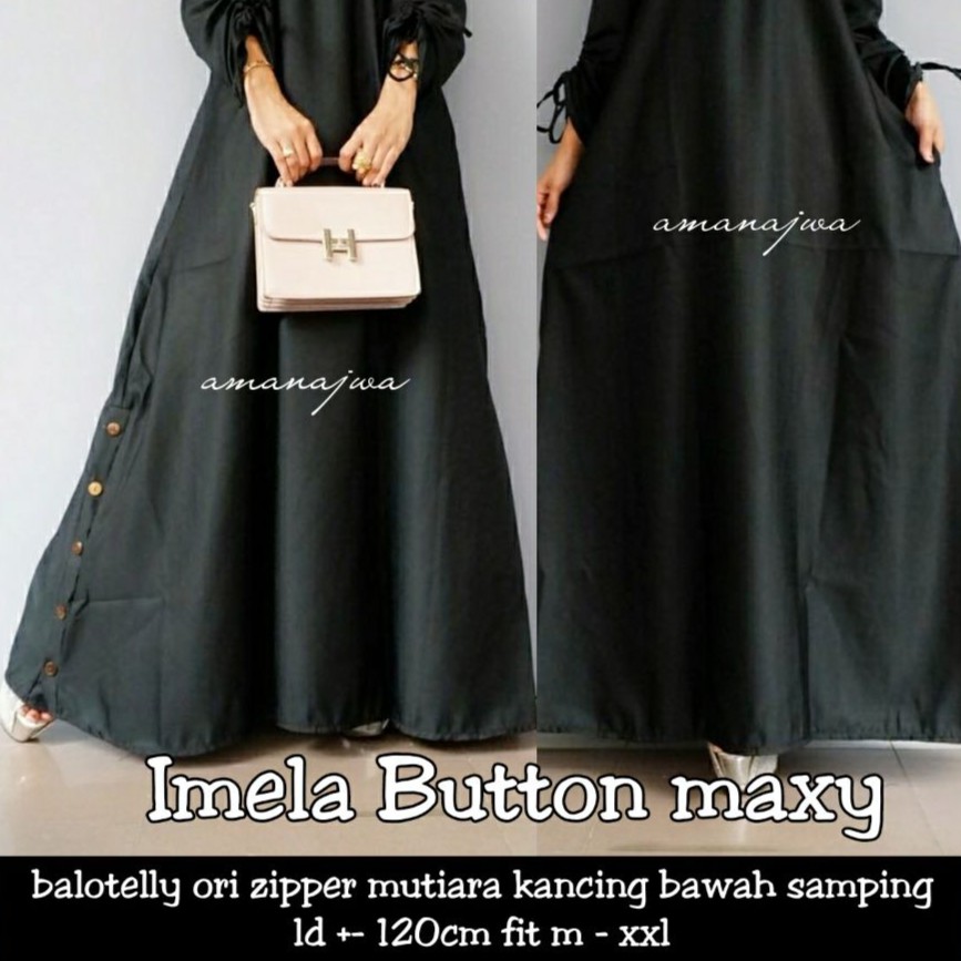 BAJU GAMIS BALOTELI LD 120 FIT M TO XL - IMELA BUTTON MAXY - GOLD PINK MARON SILVER BLACK TOSCA ADA!