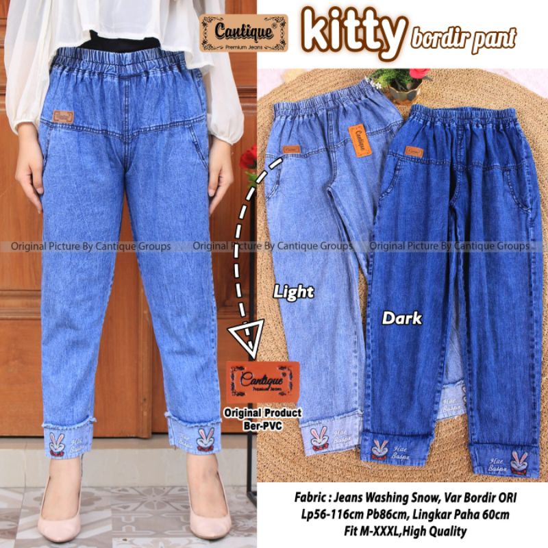 Kitty pant bordir celana baggy jeans wanita by cantique