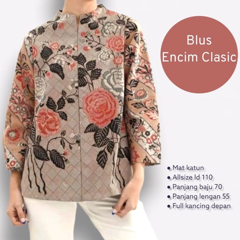 Blus Atasan Batik Premium Encim Bunga Lawasan