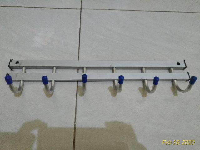 Capstok Aluminium / Gantungan Baju Handuk Aluminium / Gantungan Dinding Aluminium Kapstok 6 & 8 Hak
