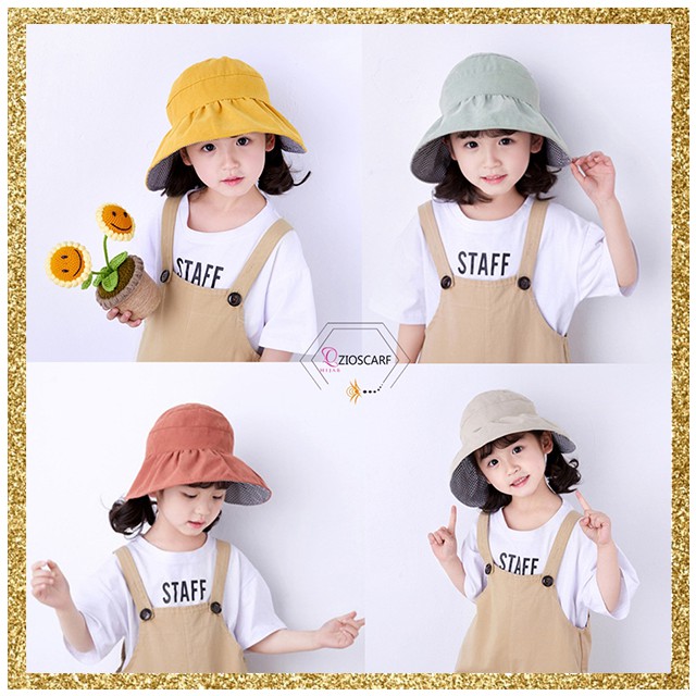 (COD) HTD TOPI VISOR LIPAT ANAK 2 SISI / TOPI LIPAT ANTI MATAHARI UV TOPI PANTAI ANAK