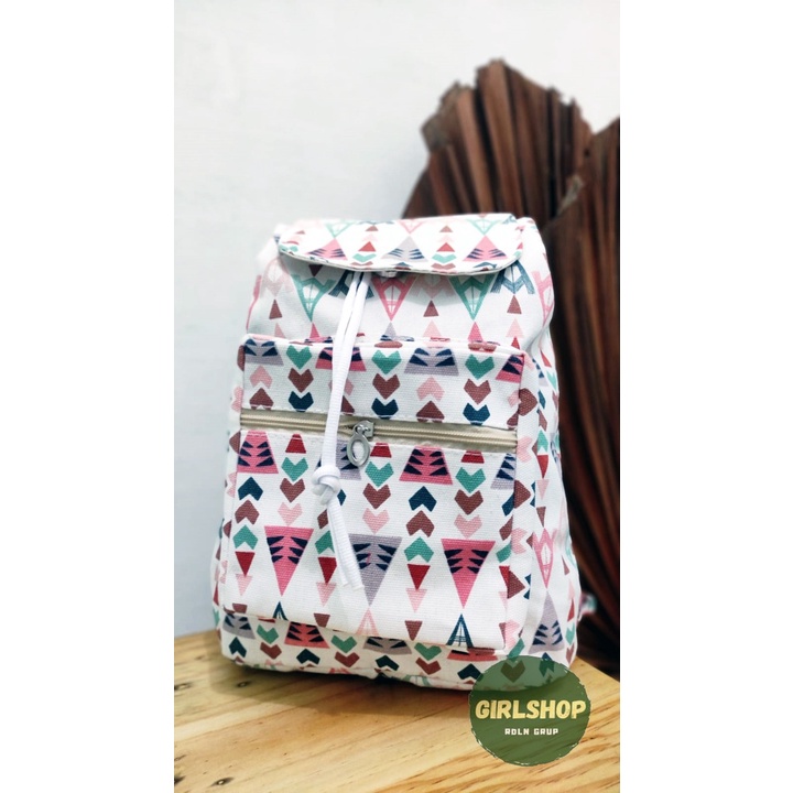 RANSEL SERUT PIRAMID //tas kanvas - tas ransel wanita - tas wanita - tas lucu - cewe