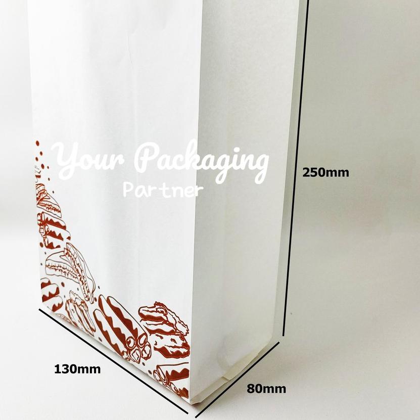 

➤ (Isi 100) Paper Bag Grade / Kantong Kertas 13x25x8 Paper Bag PUTIH / Kraft Bag Pembungkus Gorengan ♡
