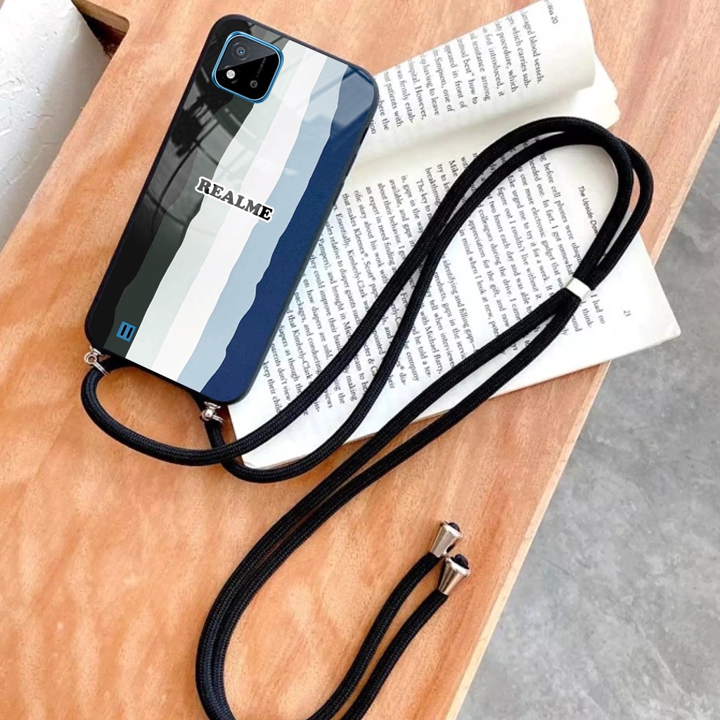 [SC184] Softcase Kaca + Tali Lanyard Realme C21 C25 C12 C15 C17 Narzo 30a Narzo 20 Case Hp Realme