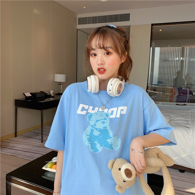 FINOM CYOOP - Kaos Wanita Oversize Korea Atasan Big Size | T-Shirt Casual Bear