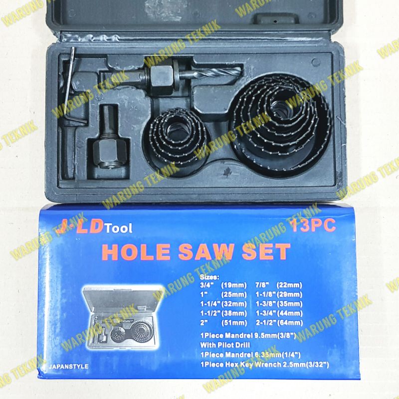 HOLE SAW HOLESAW SET 13 PCS UNTUK KAYU DAN HIDROPONIK