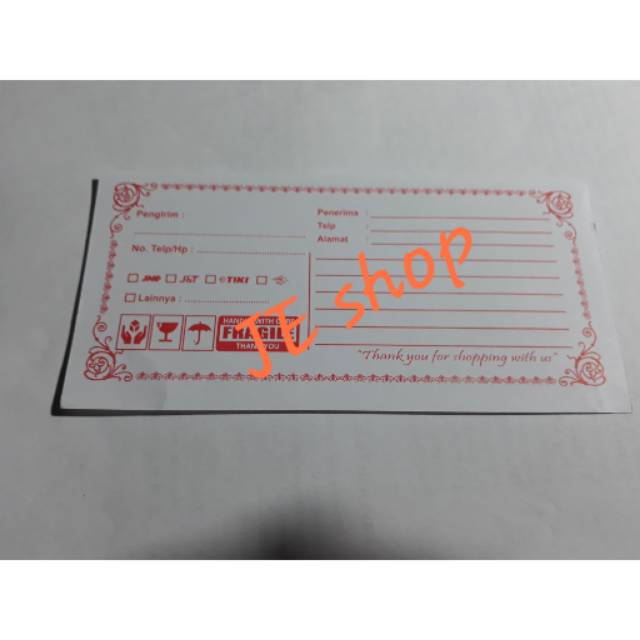 

Label pengiriman / online shop pengiriman