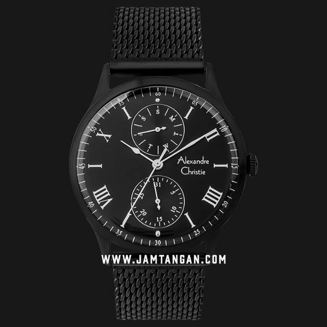 Alexandre Christie AC 6437 MF BIPBA Men Black Dial Black Stainless Steel Strap  