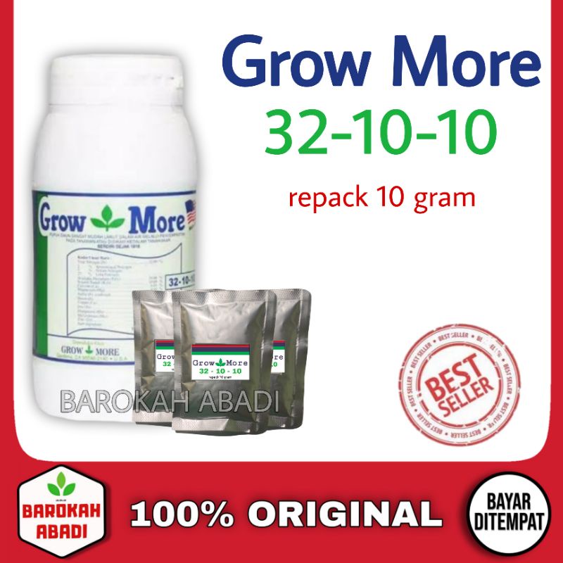 Pupuk Daun NPK Grow More 32-10-10 Eceran Repack 10 Gram