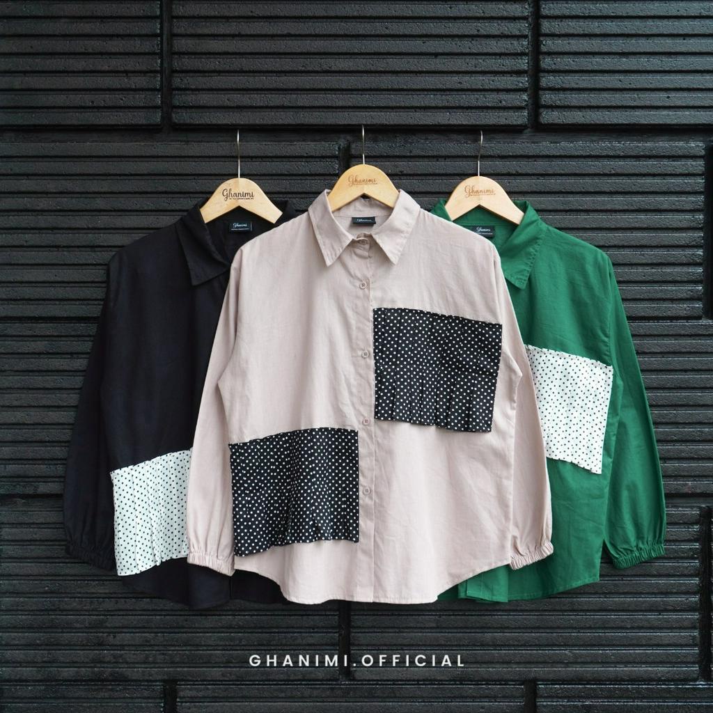 Ghanimi - Jolie Shirt / Kemeja Polos Polkadot / Kemeja Kerja / Kemeja Santai / Kemeja Casual / Kemeja Motif / Kemeja Unik