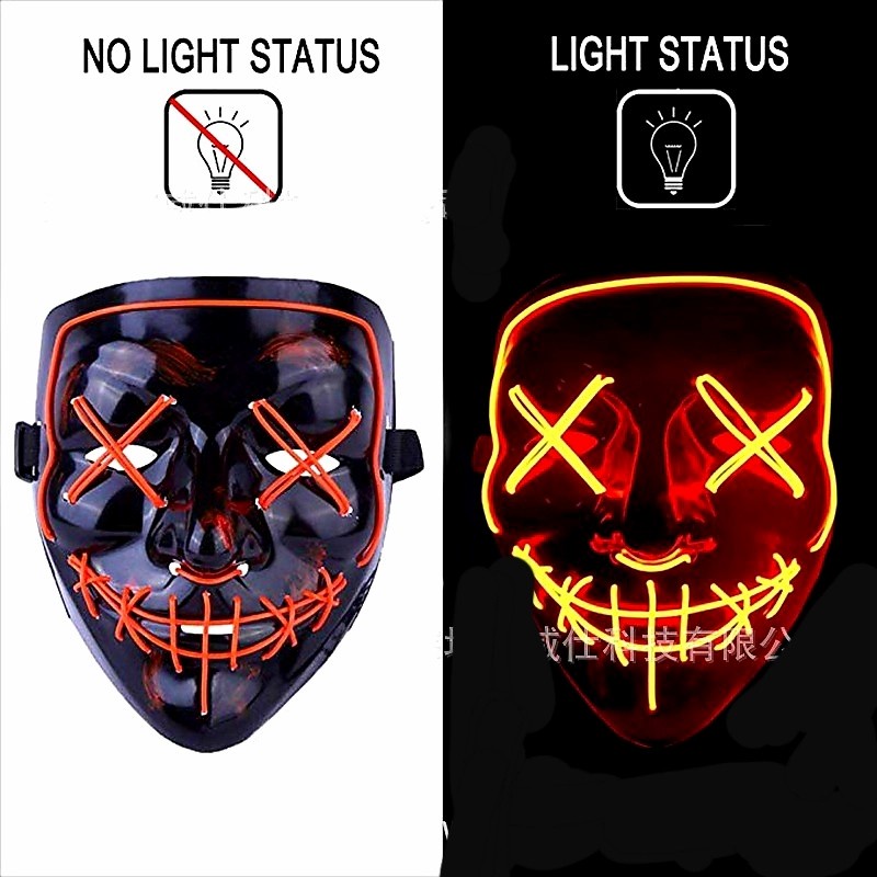 Topeng LED Skull Mask The Purge Anarcy Murah Cosplay Seram Tengkorak