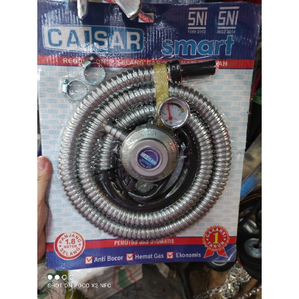 selang gas pengaman +regulator  CAISAR panjang 1.8 meter/ tali gas + pengaman+ regulator kabel gas kompor universal