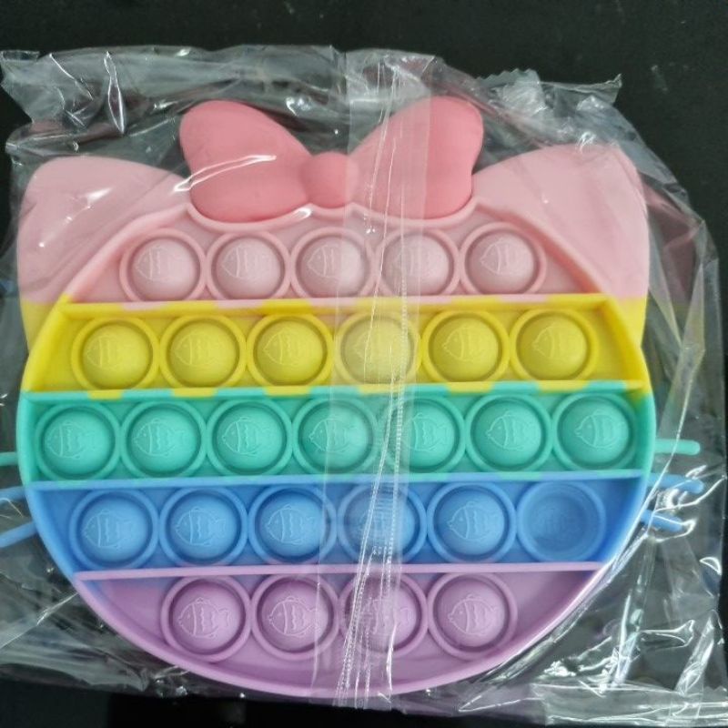 POP IT FIDGET TOY mainan penghilang stress relief kids kualitas 3d embos premium / MAINAN POP IT TIK TOK ANAK-Hello kitty rainbow