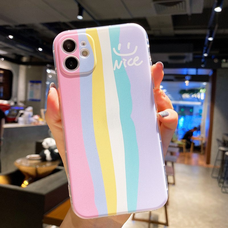 Couples Rainbow Silicone Case OPPO A3S A31 A5 A9 A7 AS5 A12 A11K A5 A76 A33 F9 A52 A92 F11 A16 A54 A74 A95 A96 A36 2F 4 5F 6Z 7 8 C12 C15 C25 C31 C35 9i Cover