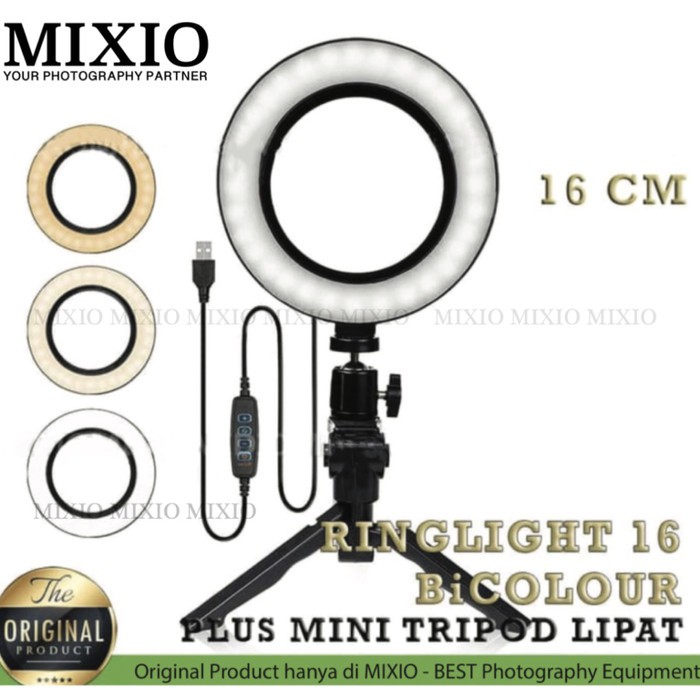 RingLight 16 MIXIO For Selfie Vlogger Livestreamer Plus Tripod Lipat