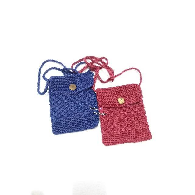 Tas Rajut Selempang HP + Furing
