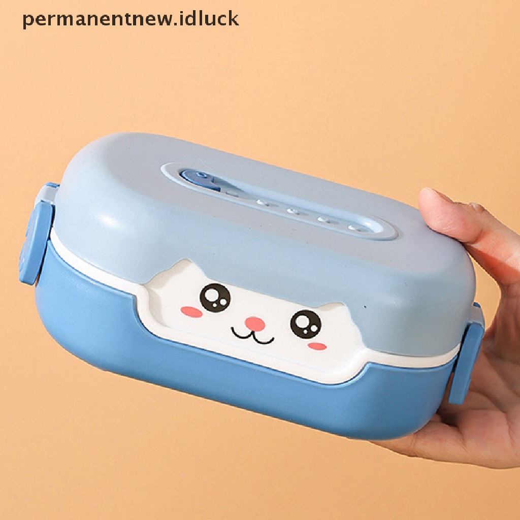 Kotak Makan Siang Bento Bentuk Persegi Panjang Motif Kartun Anime Bahan Plastik Anti Bocor Untuk Anak Sekolah