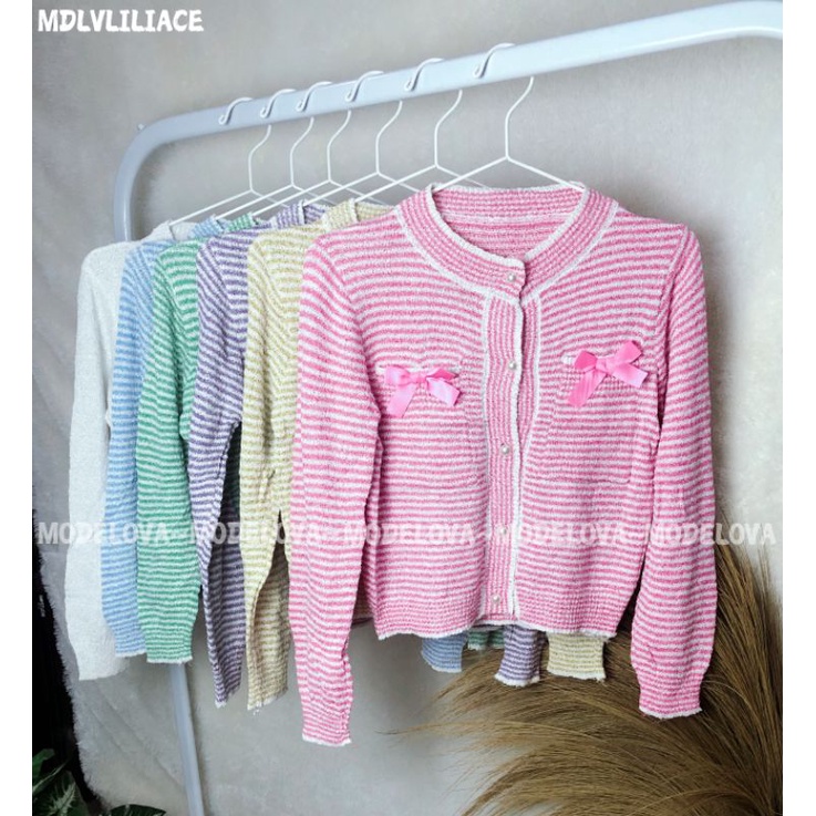 MDLV ~ C498 LILIACE LONG SLEEVE TWED KNIT CARDIGAN/ KARDIGAN KOREA KEKINIAN / KARDIGAN RAJUT IMPORT