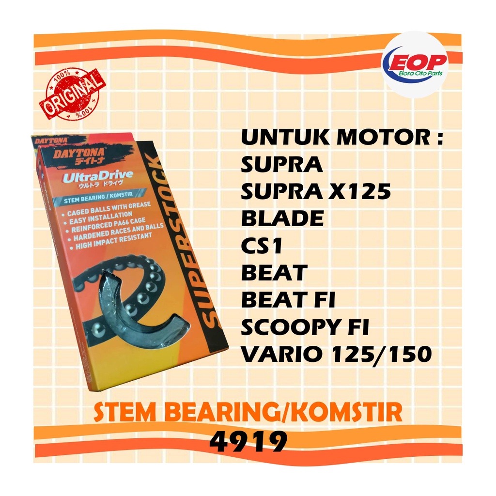 Komstir Stem Bearing Daytona SUPRA REVO BLADE SCOOPY VARIO BEAT 4919