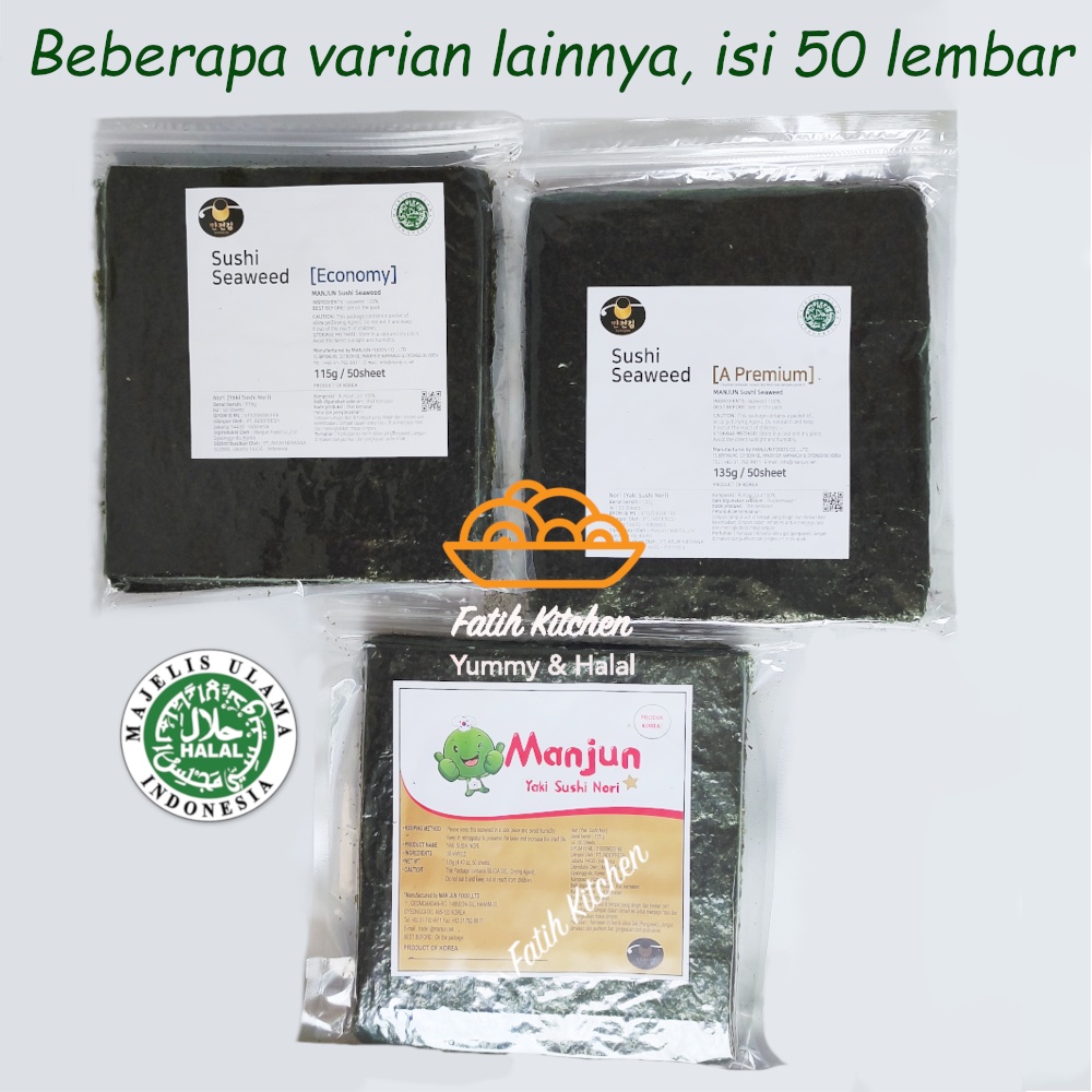 

QH Manjun Seaweed Sushi Nori Grade-B isi 100 Lembar Halal - Rumput Laut