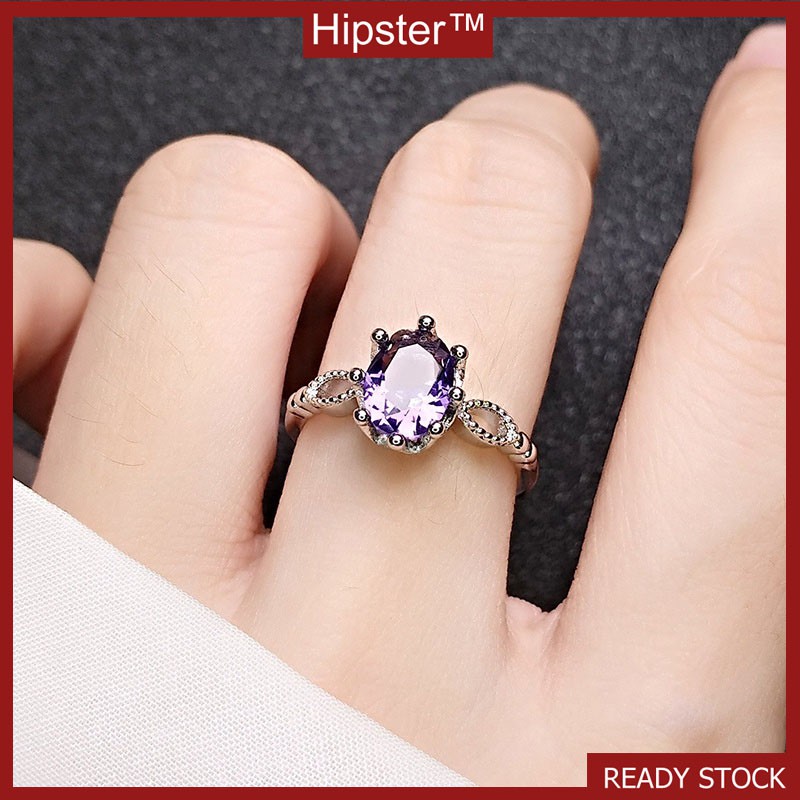 Hot Sale Exquisite Romantic Light Luxury Inlaid Amethyst Couple Ring