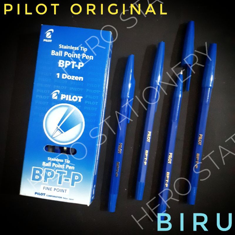 

Pena ballpoint pen pilot BPT-P fine point asli original tinta biru . 12 unit