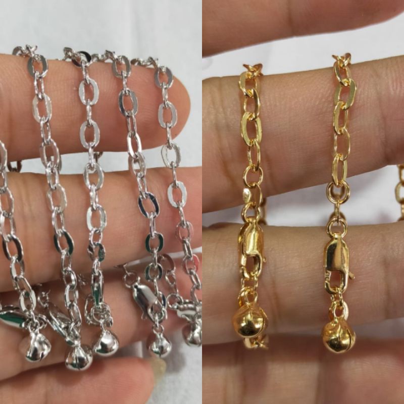 Gelang holo anak, Perak 925, sepuh emas putih dan kuning