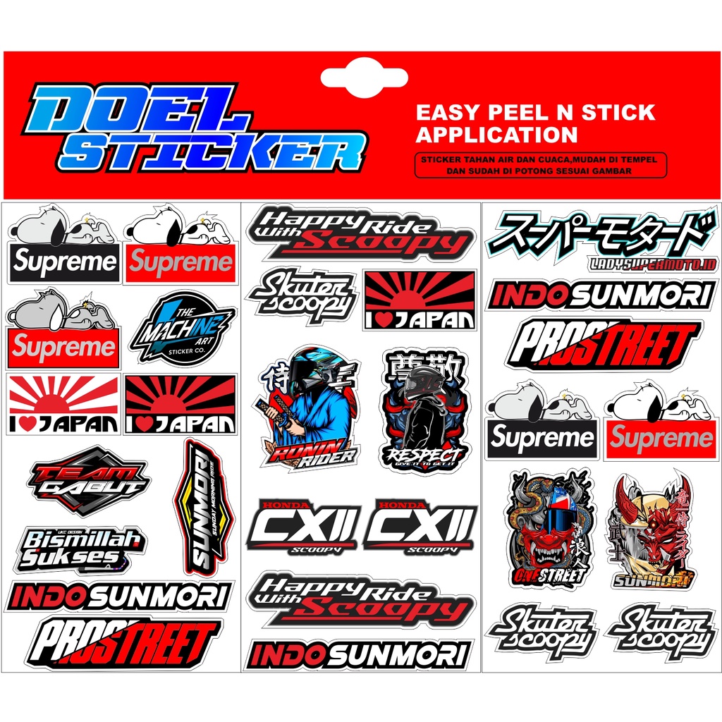 STICKER SUNMORI - Sticker Pack Sunmori 1 Set Isi Banyak Stiker Sunmori Rider One Street Respect SUNMORI NEW DOEL-3