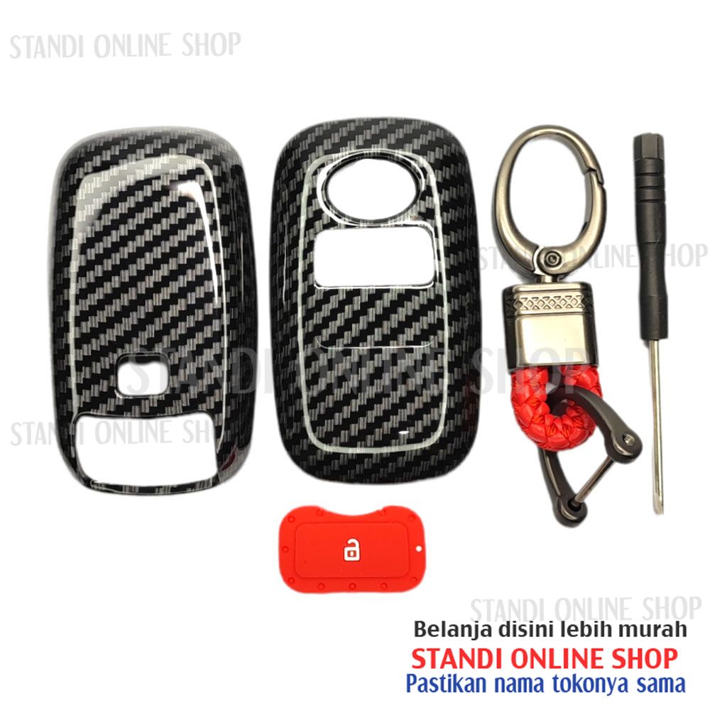 Cover Smartkey Sarung Kunci Carbon Case Toyota Agya Avanza Raize Veloz