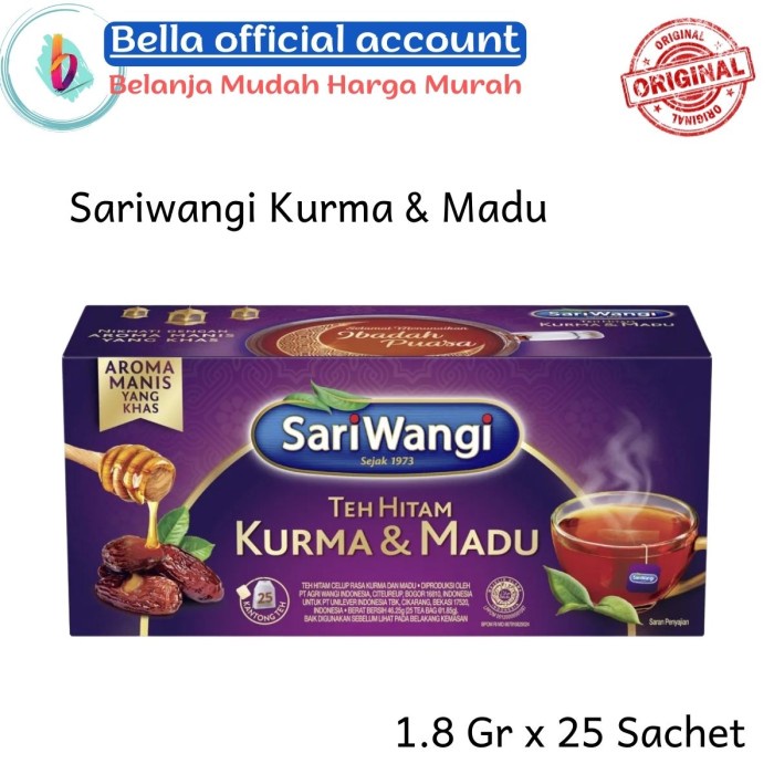 

SARIWANGI Teh Hitam Kurma Madu Celup 1.8gr x 25 's Kantong Teh