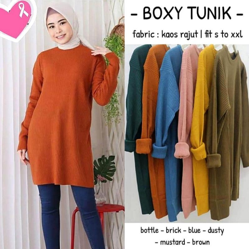 Kaos Rajut Cewek/Wanita Boxy Tunik