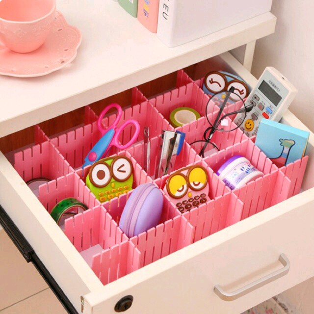 Partisi Sekat Laci Pembatas Pemisah Drawer Desktop Organizer Papan Storage Isi 4Pcs