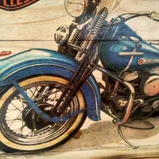 Lukisan Kayu JatiBelanda Bakar Motor  Harley Davidson 
